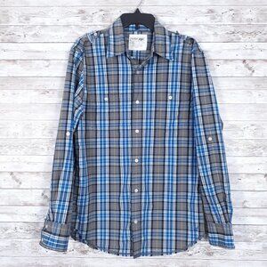 Urban Up Mens Button Up Shirt M Plaid Raw Edge 125A